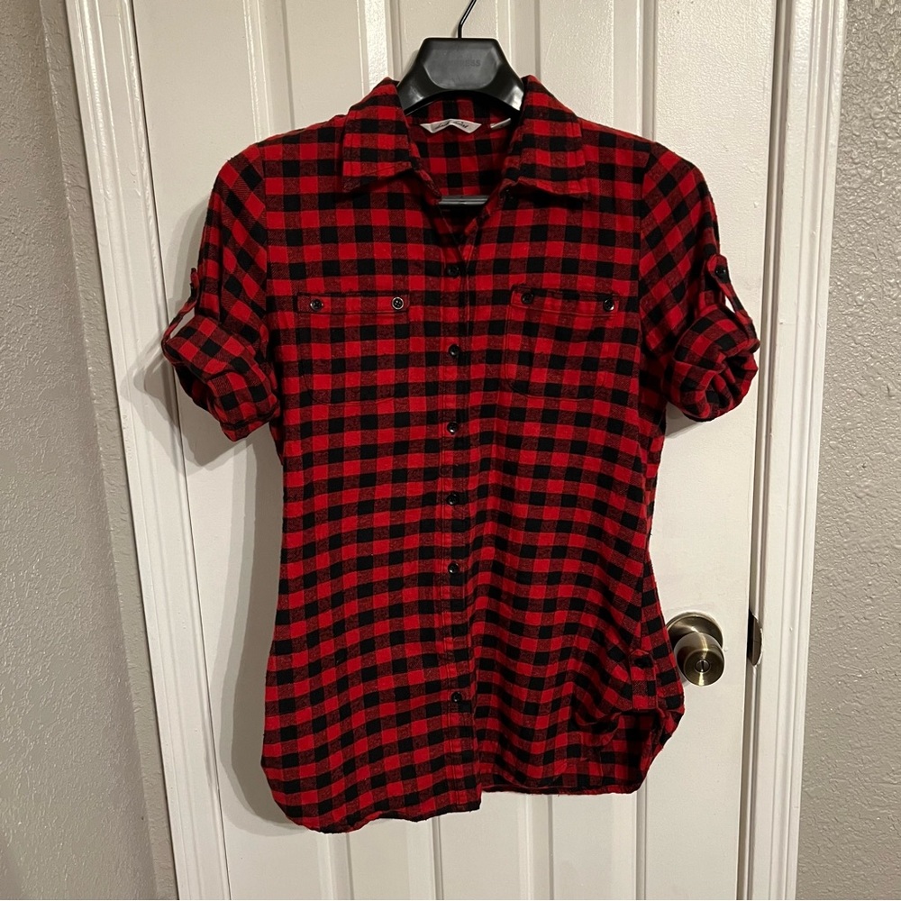 Derek Heart Red Plaid Button Down- L